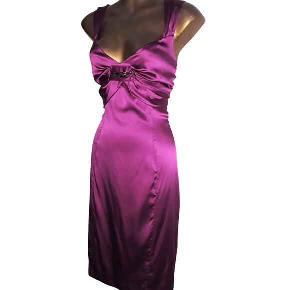 Roberto Cavalli Sz 42 Auth Magenta Ruched Front Rhinestone Dress - Picture 6 of 9